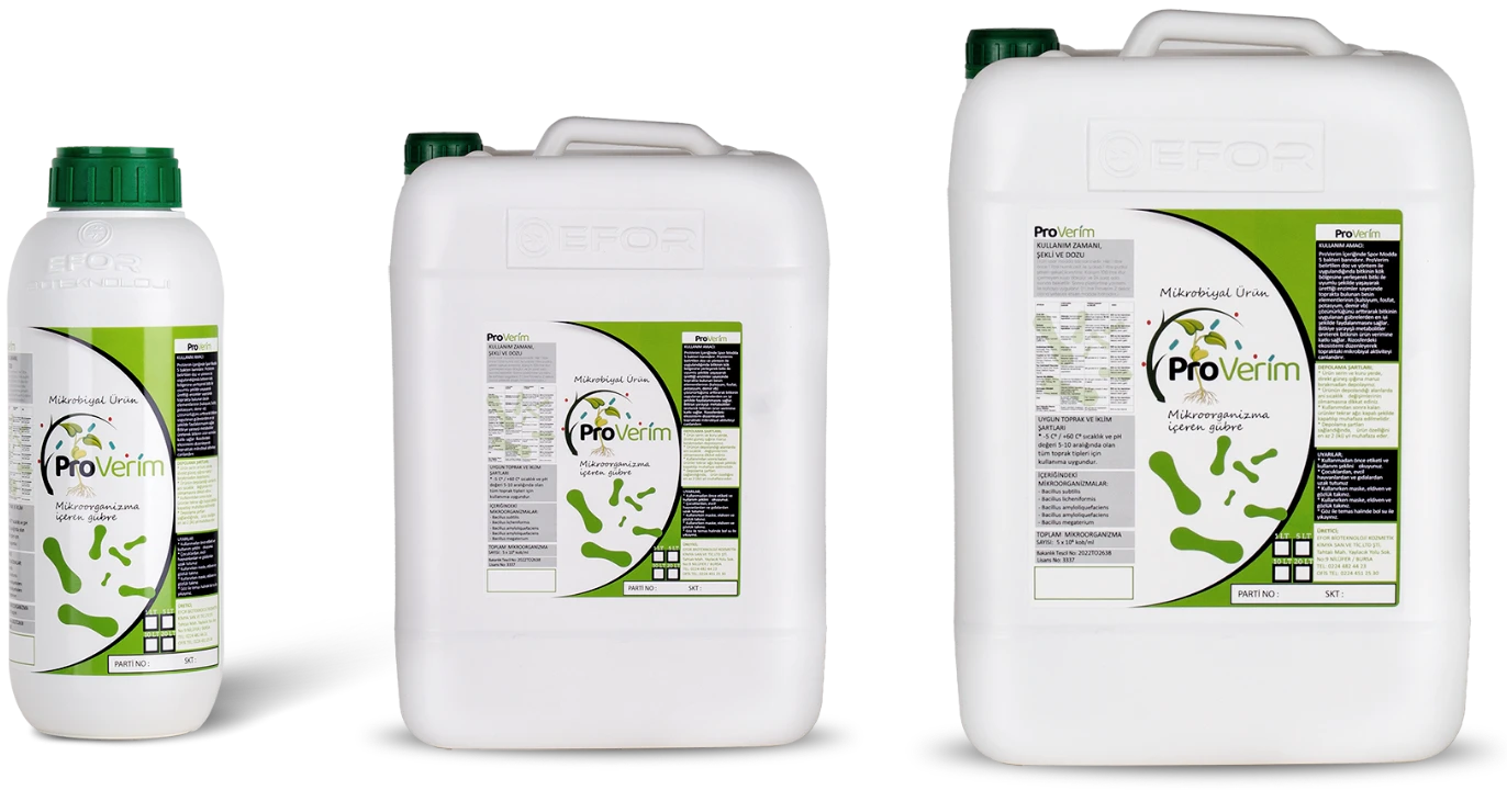 Proverim Mikrobiyal Gübre 1, 5 ve 20 litre ambalajlar